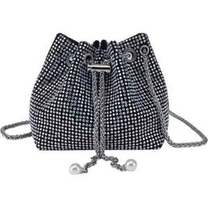 New Women's Sparkly Rhinestone Bag Purse Glitter Silver Black